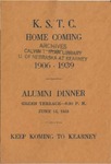 1939 Homecoming Alumni Dinner Menu