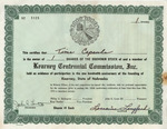 Stock Certificate for Centennial Commission by Kearney Centennial Commission