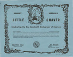 Little Shaver Certificate by Kearney Centennial Commission