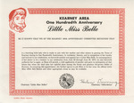 Blank Little Miss Belle Certificate by Kearney Centennial Commission