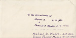 Letter to Descendants of Robert A. and Patricia P. Munro by Robert A. Munro and Patricia P. Munro